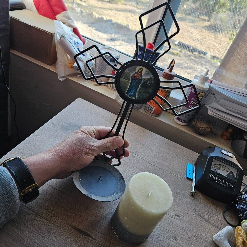 Catholic cross candle holder